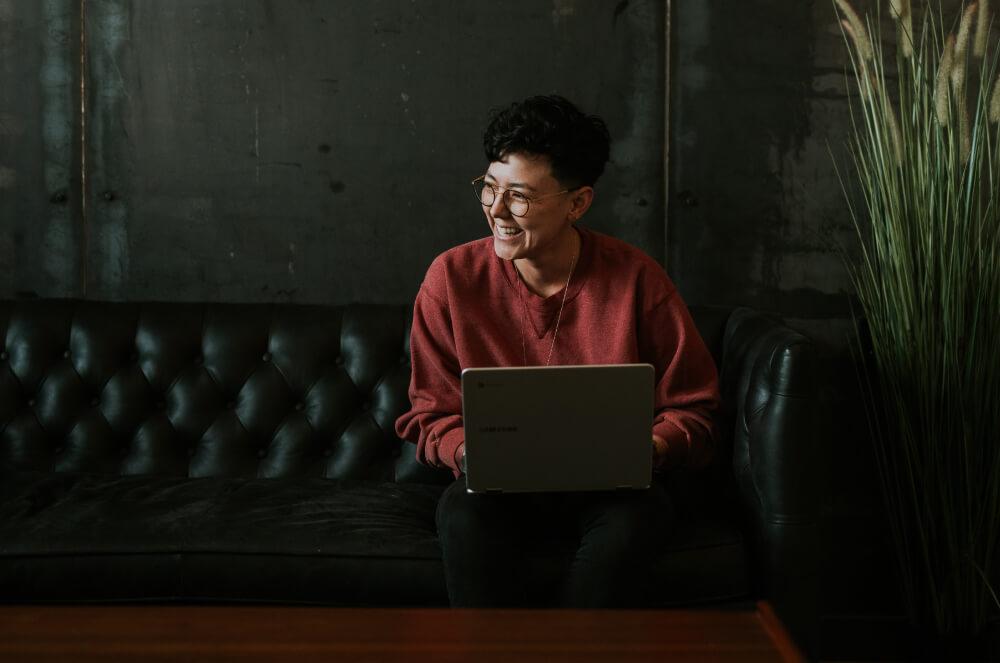 Woman working with a laptop