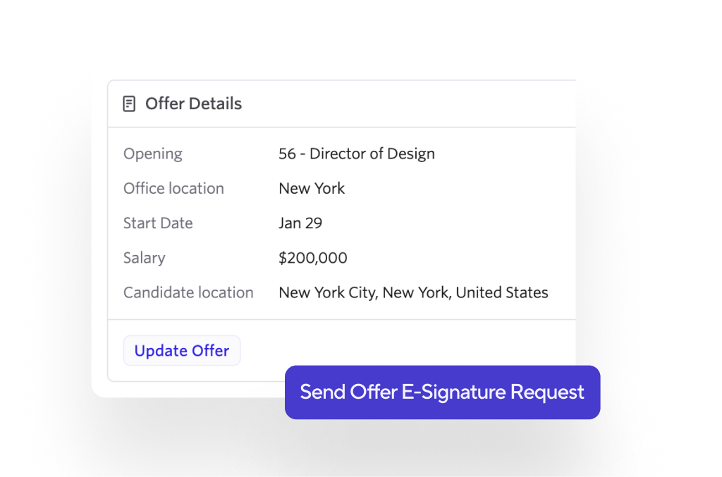 Embedded e-signature in ATS