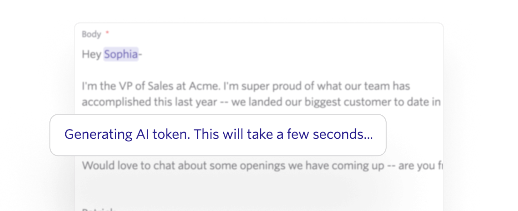 AI generated recruiting outreach text