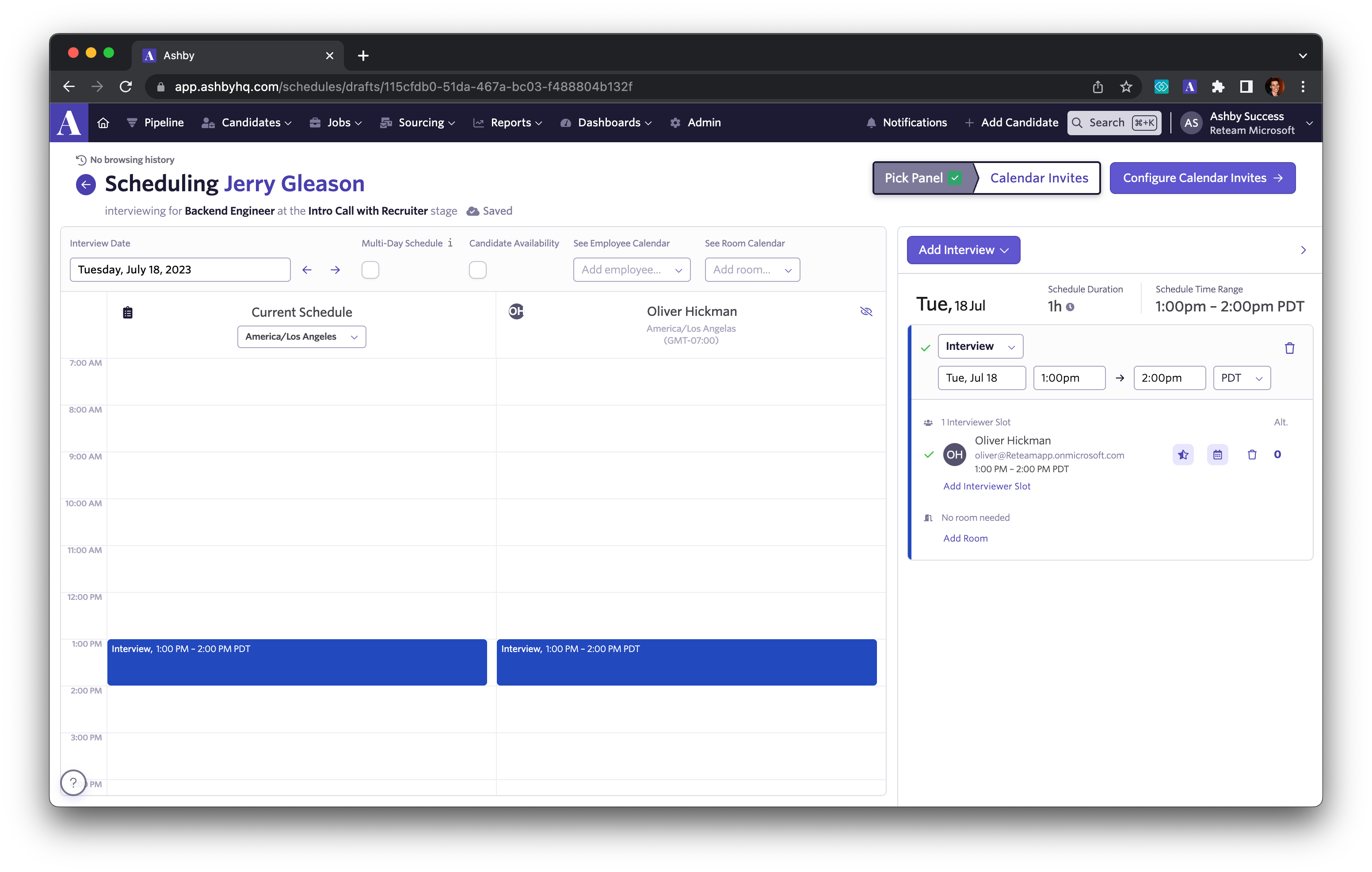 ashby and outlook calendars in sync