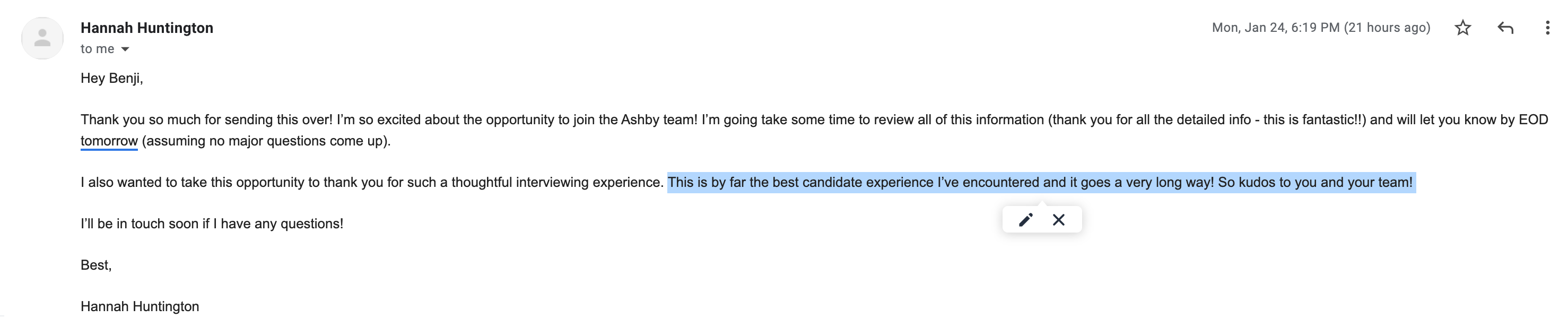 love for ashby in a candidate email