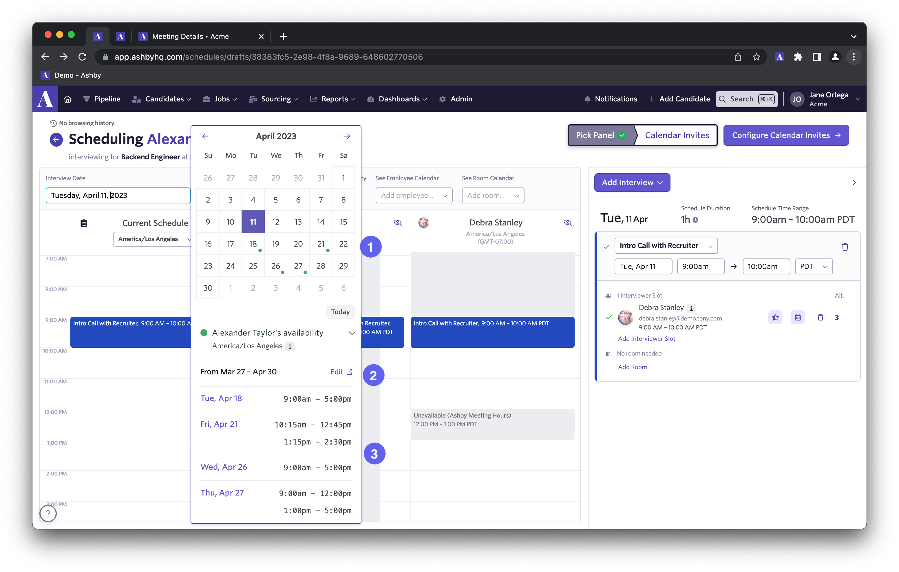 candidate availability while scheduling