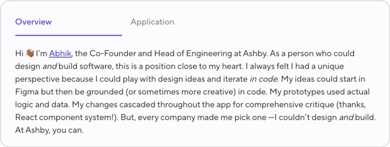 An example of an Ashby job description