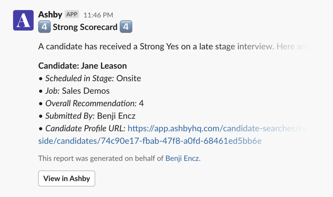 Candidate Feedback Slack Notification